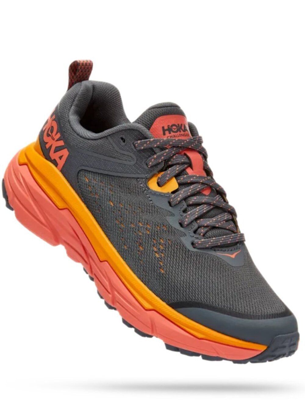 Hoka One One Challenger ATR 6 Trail Running Shoes Mens 11B Gray/Orange Mesh Ligh